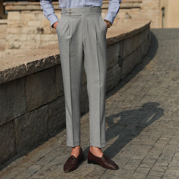 Aidase Casual High Waist Straight Striped Pants Men's Versatile Business Formal Trousers Pant For Man Italian Men's Social Trousers aidase-shop